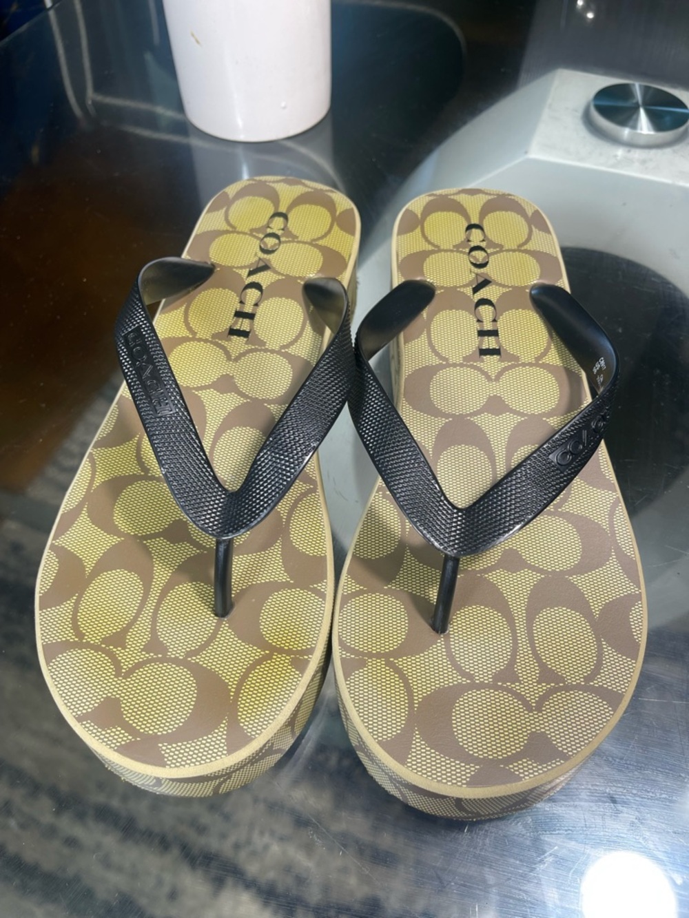 Coach Signature Brown and Tan Sandals size 9B - Picture 3 of 7